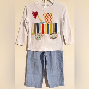 Colorful Truck w Heart Sewn Appliqué Boy’s Outfit Size 3T Blanks Boutique